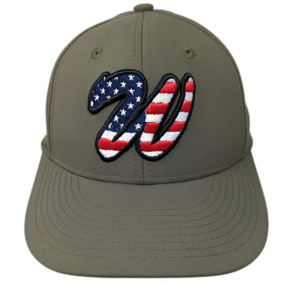 Champro Baseball Cap Green Red White Blue Size M USA Flag W Stretch Fit Hat